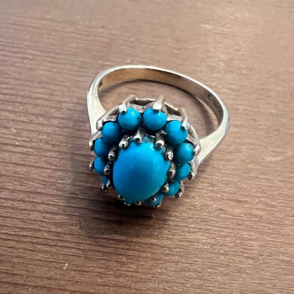 Vintage Turquoise Cluster Ring